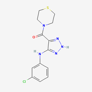 molecular formula C13H14ClN5OS B6483722 N-(3-chlorophenyl)-4-(thiomorpholine-4-carbonyl)-1H-1,2,3-triazol-5-amine CAS No. 1291863-63-2