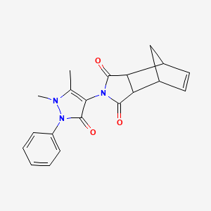 molecular formula C20H19N3O3 B6483732 4-(1,5-dimethyl-3-oxo-2-phenyl-2,3-dihydro-1H-pyrazol-4-yl)-4-azatricyclo[5.2.1.0^{2,6}]dec-8-ene-3,5-dione CAS No. 301298-87-3