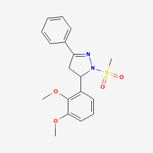 molecular formula C18H20N2O4S B6483768 5-(2,3-dimethoxyphenyl)-1-methanesulfonyl-3-phenyl-4,5-dihydro-1H-pyrazole CAS No. 384375-66-0