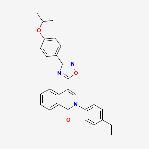 molecular formula C28H25N3O3 B6483802 2-(4-ethylphenyl)-4-{3-[4-(propan-2-yloxy)phenyl]-1,2,4-oxadiazol-5-yl}-1,2-dihydroisoquinolin-1-one CAS No. 1326843-77-9