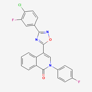 molecular formula C23H12ClF2N3O2 B6483806 4-[3-(4-chloro-3-fluorophenyl)-1,2,4-oxadiazol-5-yl]-2-(4-fluorophenyl)-1,2-dihydroisoquinolin-1-one CAS No. 1326895-39-9
