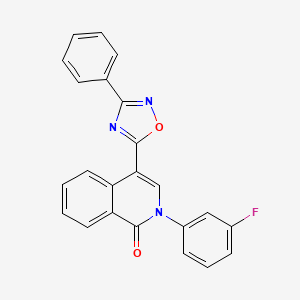 molecular formula C23H14FN3O2 B6483818 2-(3-fluorophenyl)-4-(3-phenyl-1,2,4-oxadiazol-5-yl)-1,2-dihydroisoquinolin-1-one CAS No. 1326824-43-4