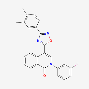 molecular formula C25H18FN3O2 B6483829 4-[3-(3,4-dimethylphenyl)-1,2,4-oxadiazol-5-yl]-2-(3-fluorophenyl)-1,2-dihydroisoquinolin-1-one CAS No. 1326888-27-0