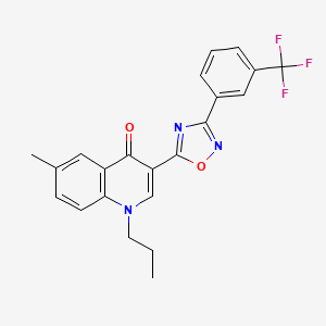 molecular formula C22H18F3N3O2 B6483845 6-methyl-1-propyl-3-{3-[3-(trifluoromethyl)phenyl]-1,2,4-oxadiazol-5-yl}-1,4-dihydroquinolin-4-one CAS No. 1326832-96-5