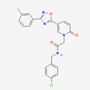 molecular formula C23H19ClN4O3 B6483883 N-[(4-chlorophenyl)methyl]-2-{5-[3-(3-methylphenyl)-1,2,4-oxadiazol-5-yl]-2-oxo-1,2-dihydropyridin-1-yl}acetamide CAS No. 1326878-93-6