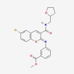 methyl 3-{[(2Z)-6-bromo-3-{[(oxolan-2-yl)methyl]carbamoyl}-2H-chromen-2-ylidene]amino}benzoate