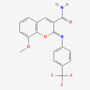(2Z)-8-methoxy-2-{[4-(trifluoromethyl)phenyl]imino}-2H-chromene-3-carboxamide