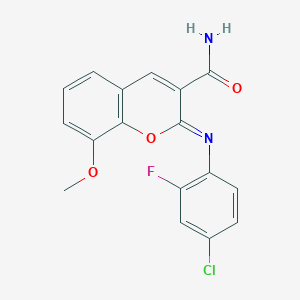 (2Z)-2-[(4-chloro-2-fluorophenyl)imino]-8-methoxy-2H-chromene-3-carboxamide