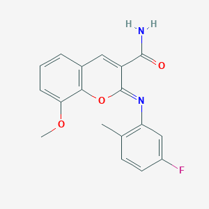 (2Z)-2-[(5-fluoro-2-methylphenyl)imino]-8-methoxy-2H-chromene-3-carboxamide