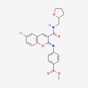 methyl 4-{[(2Z)-6-chloro-3-{[(oxolan-2-yl)methyl]carbamoyl}-2H-chromen-2-ylidene]amino}benzoate