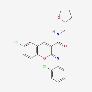 molecular formula C21H18Cl2N2O3 B6483914 (2Z)-6-chloro-2-[(2-chlorophenyl)imino]-N-[(oxolan-2-yl)methyl]-2H-chromene-3-carboxamide CAS No. 1327170-06-8