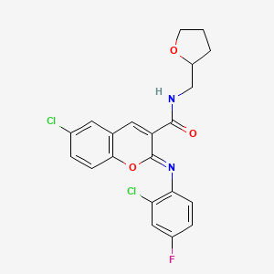 molecular formula C21H17Cl2FN2O3 B6483918 (2Z)-6-chloro-2-[(2-chloro-4-fluorophenyl)imino]-N-[(oxolan-2-yl)methyl]-2H-chromene-3-carboxamide CAS No. 1327179-27-0