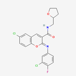 molecular formula C21H17Cl2FN2O3 B6483922 (2Z)-6-chloro-2-[(3-chloro-4-fluorophenyl)imino]-N-[(oxolan-2-yl)methyl]-2H-chromene-3-carboxamide CAS No. 1327195-92-5