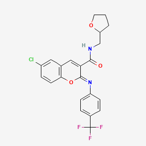 molecular formula C22H18ClF3N2O3 B6483930 (2Z)-6-chloro-N-[(oxolan-2-yl)methyl]-2-{[4-(trifluoromethyl)phenyl]imino}-2H-chromene-3-carboxamide CAS No. 1327170-09-1