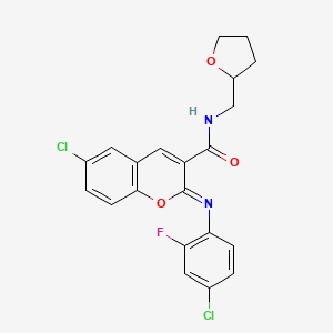 (2Z)-6-chloro-2-[(4-chloro-2-fluorophenyl)imino]-N-[(oxolan-2-yl)methyl]-2H-chromene-3-carboxamide