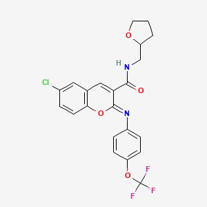 molecular formula C22H18ClF3N2O4 B6483942 (2Z)-6-chloro-N-[(oxolan-2-yl)methyl]-2-{[4-(trifluoromethoxy)phenyl]imino}-2H-chromene-3-carboxamide CAS No. 1327170-07-9