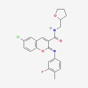 (2Z)-6-chloro-2-[(3-fluoro-4-methylphenyl)imino]-N-[(oxolan-2-yl)methyl]-2H-chromene-3-carboxamide