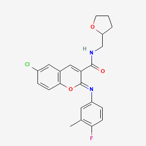 (2Z)-6-chloro-2-[(4-fluoro-3-methylphenyl)imino]-N-[(oxolan-2-yl)methyl]-2H-chromene-3-carboxamide