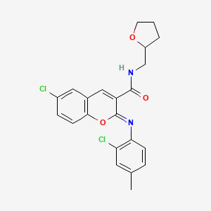 molecular formula C22H20Cl2N2O3 B6483957 (2Z)-6-chloro-2-[(2-chloro-4-methylphenyl)imino]-N-[(oxolan-2-yl)methyl]-2H-chromene-3-carboxamide CAS No. 1327194-62-6