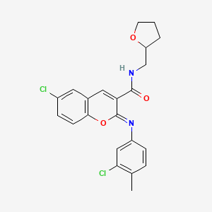molecular formula C22H20Cl2N2O3 B6483959 (2Z)-6-chloro-2-[(3-chloro-4-methylphenyl)imino]-N-[(oxolan-2-yl)methyl]-2H-chromene-3-carboxamide CAS No. 1327170-11-5