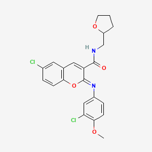molecular formula C22H20Cl2N2O4 B6483962 (2Z)-6-chloro-2-[(3-chloro-4-methoxyphenyl)imino]-N-[(oxolan-2-yl)methyl]-2H-chromene-3-carboxamide CAS No. 1327170-14-8