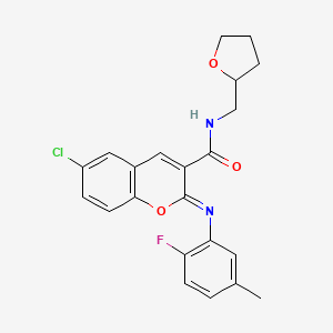 (2Z)-6-chloro-2-[(2-fluoro-5-methylphenyl)imino]-N-[(oxolan-2-yl)methyl]-2H-chromene-3-carboxamide