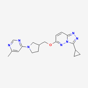 molecular formula C18H21N7O B6484032 4-{3-[({3-cyclopropyl-[1,2,4]triazolo[4,3-b]pyridazin-6-yl}oxy)methyl]pyrrolidin-1-yl}-6-methylpyrimidine CAS No. 2548987-38-6