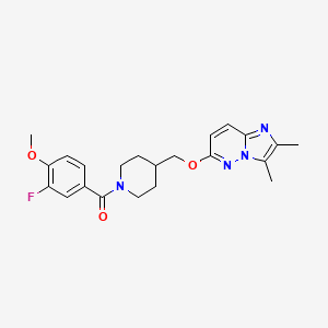 molecular formula C22H25FN4O3 B6484052 4-[({2,3-dimethylimidazo[1,2-b]pyridazin-6-yl}oxy)methyl]-1-(3-fluoro-4-methoxybenzoyl)piperidine CAS No. 2549041-03-2