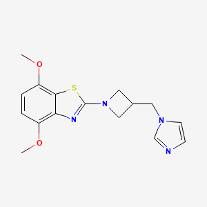 molecular formula C16H18N4O2S B6484070 2-{3-[(1H-imidazol-1-yl)methyl]azetidin-1-yl}-4,7-dimethoxy-1,3-benzothiazole CAS No. 2549035-55-2