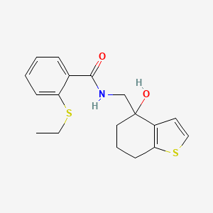 2-(ethylsulfanyl)-N-[(4-hydroxy-4,5,6,7-tetrahydro-1-benzothiophen-4-yl)methyl]benzamide