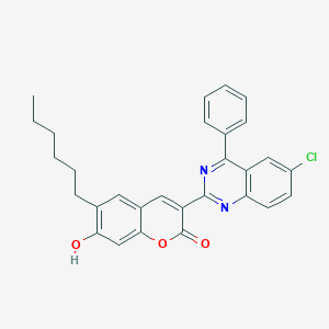 molecular formula C29H25ClN2O3 B6484138 3-(6-chloro-4-phenylquinazolin-2-yl)-6-hexyl-7-hydroxy-2H-chromen-2-one CAS No. 865376-41-6