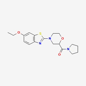 molecular formula C18H23N3O3S B6484194 6-ethoxy-2-[2-(pyrrolidine-1-carbonyl)morpholin-4-yl]-1,3-benzothiazole CAS No. 2640955-76-4