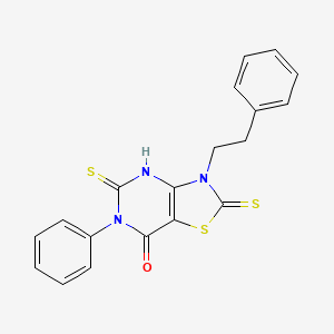 6-phenyl-3-(2-phenylethyl)-5-sulfanyl-2-sulfanylidene-2H,3H,6H,7H-[1,3]thiazolo[4,5-d]pyrimidin-7-one