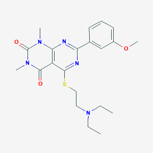 molecular formula C21H27N5O3S B6484244 5-{[2-(diethylamino)ethyl]sulfanyl}-7-(3-methoxyphenyl)-1,3-dimethyl-1H,2H,3H,4H-[1,3]diazino[4,5-d]pyrimidine-2,4-dione CAS No. 872839-60-6