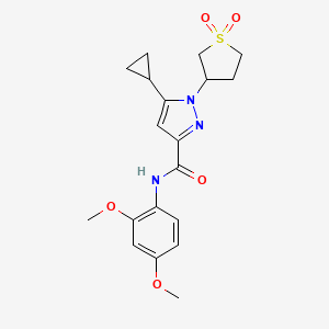 molecular formula C19H23N3O5S B6484255 5-cyclopropyl-N-(2,4-dimethoxyphenyl)-1-(1,1-dioxo-1lambda6-thiolan-3-yl)-1H-pyrazole-3-carboxamide CAS No. 1019096-25-3