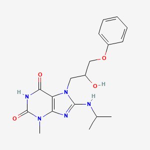 molecular formula C18H23N5O4 B6484278 7-(2-hydroxy-3-phenoxypropyl)-3-methyl-8-[(propan-2-yl)amino]-2,3,6,7-tetrahydro-1H-purine-2,6-dione CAS No. 941916-66-1