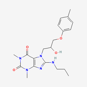 molecular formula C20H27N5O4 B6484279 7-[2-hydroxy-3-(4-methylphenoxy)propyl]-1,3-dimethyl-8-(propylamino)-2,3,6,7-tetrahydro-1H-purine-2,6-dione CAS No. 941974-62-5
