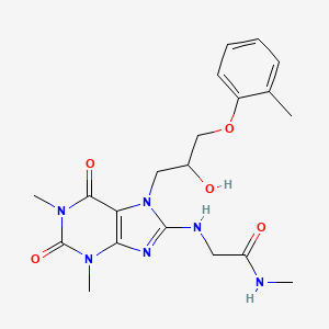 molecular formula C20H26N6O5 B6484287 2-({7-[2-hydroxy-3-(2-methylphenoxy)propyl]-1,3-dimethyl-2,6-dioxo-2,3,6,7-tetrahydro-1H-purin-8-yl}amino)-N-methylacetamide CAS No. 941974-71-6