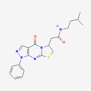 N-(3-methylbutyl)-2-{2-oxo-6-phenyl-10-thia-1,5,6,8-tetraazatricyclo[7.3.0.0^{3,7}]dodeca-3(7),4,8-trien-12-yl}acetamide