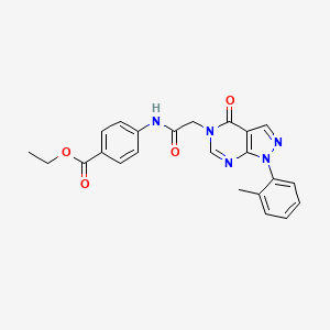 molecular formula C23H21N5O4 B6484355 ethyl 4-{2-[1-(2-methylphenyl)-4-oxo-1H,4H,5H-pyrazolo[3,4-d]pyrimidin-5-yl]acetamido}benzoate CAS No. 895010-80-7