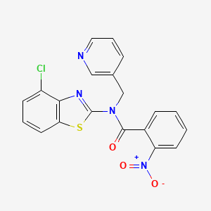 molecular formula C20H13ClN4O3S B6484376 N-(4-chloro-1,3-benzothiazol-2-yl)-2-nitro-N-[(pyridin-3-yl)methyl]benzamide CAS No. 895016-89-4