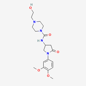 molecular formula C19H28N4O5 B6484392 N-[1-(3,4-dimethoxyphenyl)-5-oxopyrrolidin-3-yl]-4-(2-hydroxyethyl)piperazine-1-carboxamide CAS No. 877641-27-5