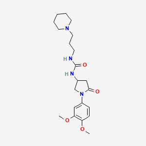 molecular formula C21H32N4O4 B6484394 3-[1-(3,4-dimethoxyphenyl)-5-oxopyrrolidin-3-yl]-1-[3-(piperidin-1-yl)propyl]urea CAS No. 877641-75-3