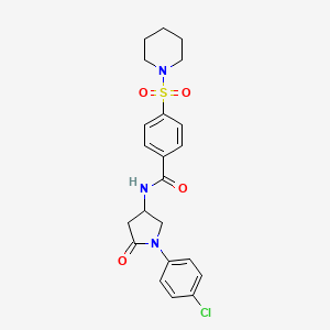 N-[1-(4-chlorophenyl)-5-oxopyrrolidin-3-yl]-4-(piperidine-1-sulfonyl)benzamide