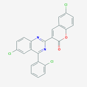 6-chloro-3-[6-chloro-4-(2-chlorophenyl)quinazolin-2-yl]-2H-chromen-2-one