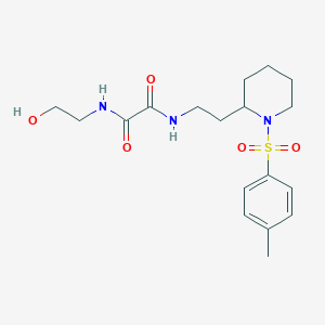 molecular formula C18H27N3O5S B6484426 N-(2-hydroxyethyl)-N'-{2-[1-(4-methylbenzenesulfonyl)piperidin-2-yl]ethyl}ethanediamide CAS No. 898450-31-2