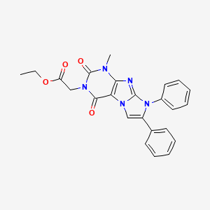 molecular formula C24H21N5O4 B6484439 ethyl 2-{1-methyl-2,4-dioxo-7,8-diphenyl-1H,2H,3H,4H,8H-imidazo[1,2-g]purin-3-yl}acetate CAS No. 887880-88-8