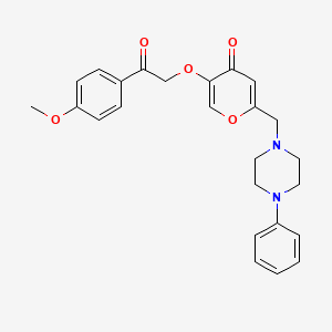 molecular formula C25H26N2O5 B6484477 5-[2-(4-methoxyphenyl)-2-oxoethoxy]-2-[(4-phenylpiperazin-1-yl)methyl]-4H-pyran-4-one CAS No. 898457-03-9