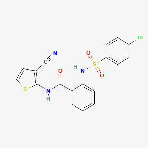 2-(4-chlorobenzenesulfonamido)-N-(3-cyanothiophen-2-yl)benzamide