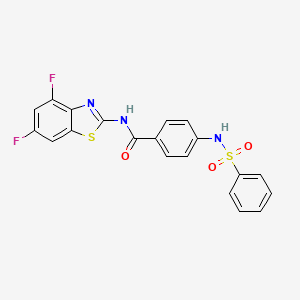 molecular formula C20H13F2N3O3S2 B6484506 4-benzenesulfonamido-N-(4,6-difluoro-1,3-benzothiazol-2-yl)benzamide CAS No. 886902-85-8